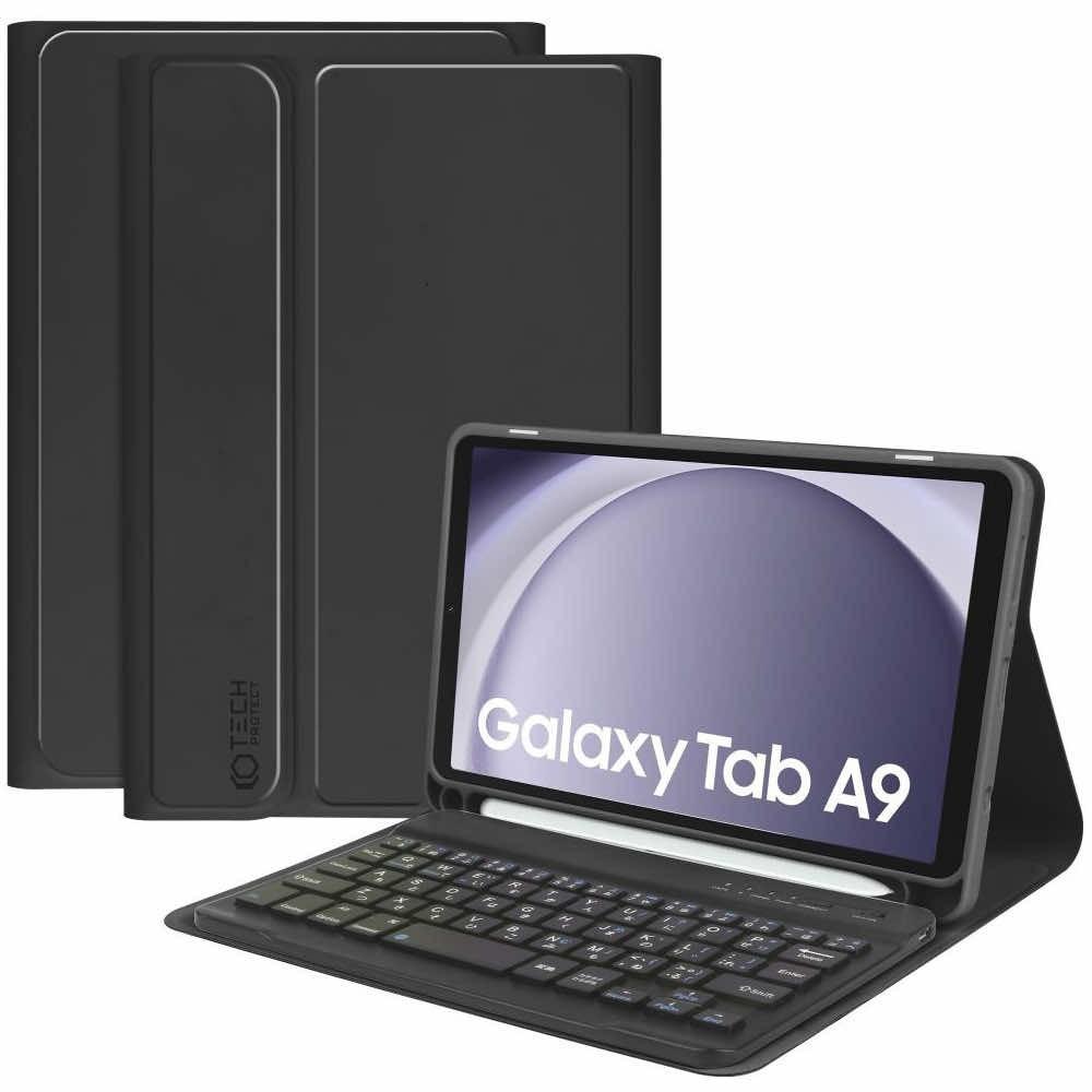 Кожен калъф и безжична блутут клавиатура за Samsung Galaxy Tab A9 - Tech-Protect SmartCase Pen and Bluetooth Keyboard (черен) | JAR Computers Кожен калъф и безжична блутут клавиатура за Samsung Galaxy Tab A9 - Tech-Protect SmartCase Pen and Bluetooth Keyboard (черен)