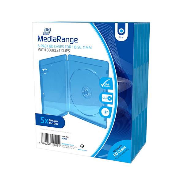 MEDIARANGE BD CASE 11MM 5 PACK (MRBOX38) | JAR Computers MEDIARANGE BD CASE 11MM 5 PACK (MRBOX38)