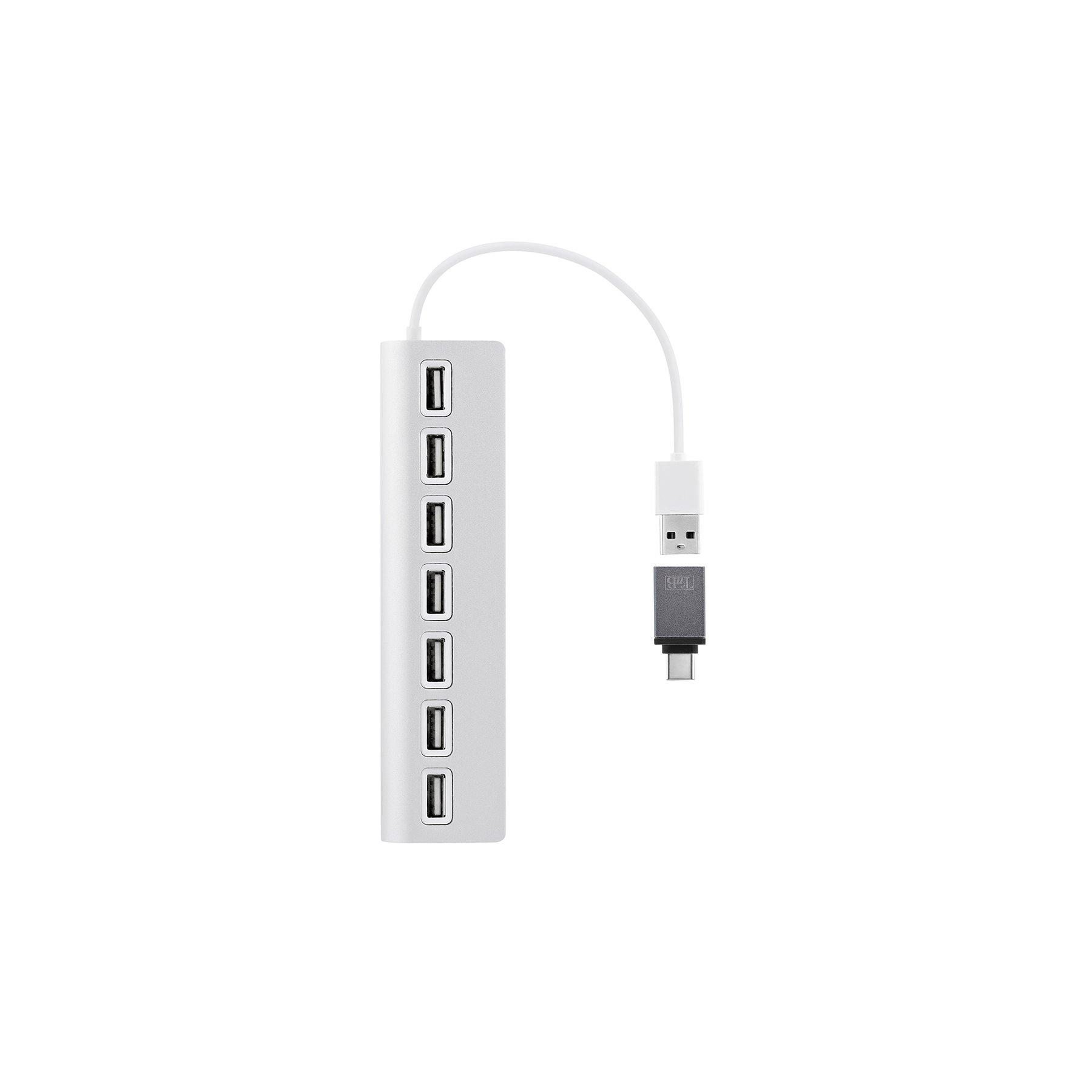 TNB USB Хъб, 7 порта, USB Type-A, с адаптер USB Type-C, бял | JAR Computers TNB USB Хъб, 7 порта, USB Type-A, с адаптер USB Type-C, бял