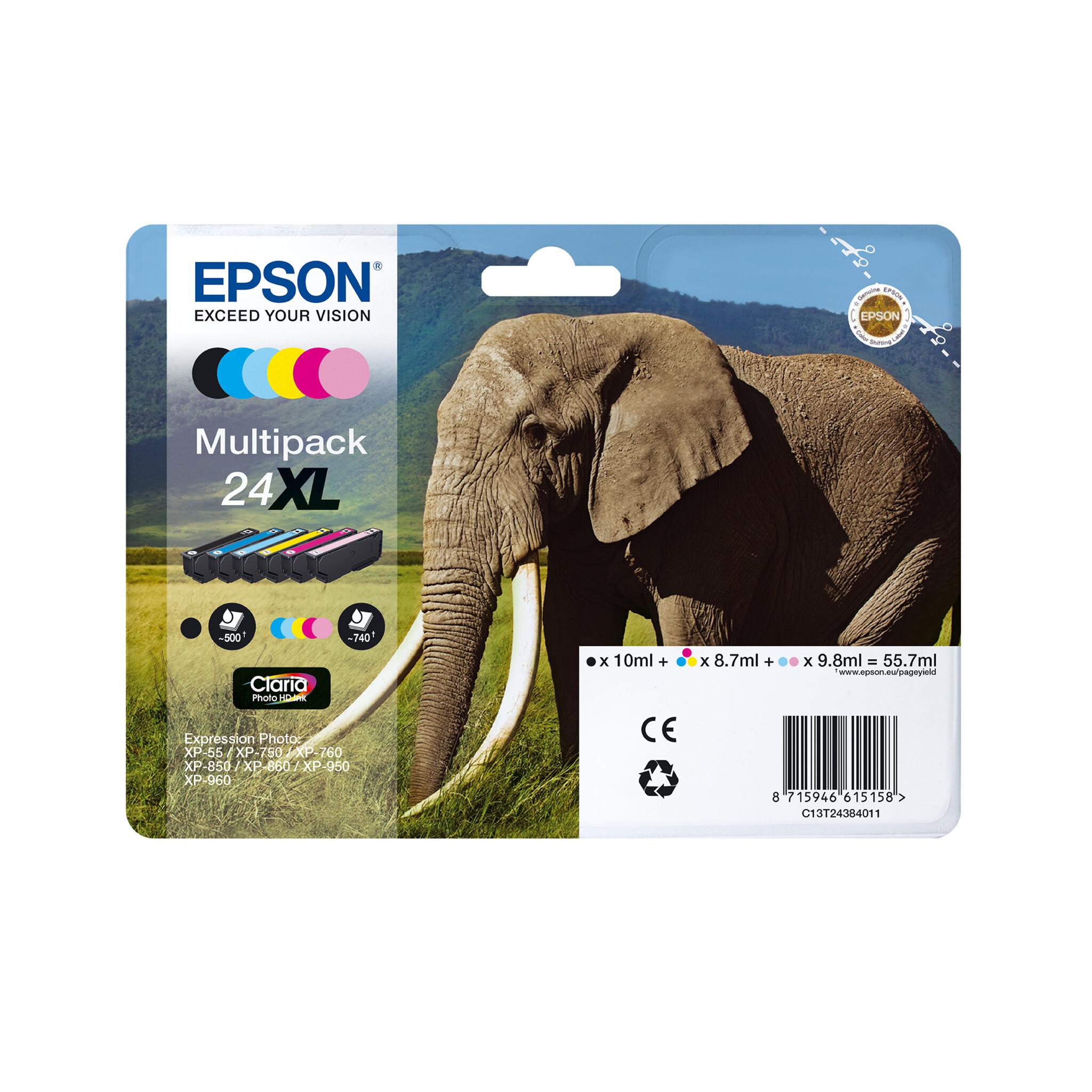 Epson Elephant 24 Слон – комбиниран комплект Claria Photo HD с 6 цвята | JAR Computers Epson Elephant 24 Слон – комбиниран комплект Claria Photo HD с 6 цвята
