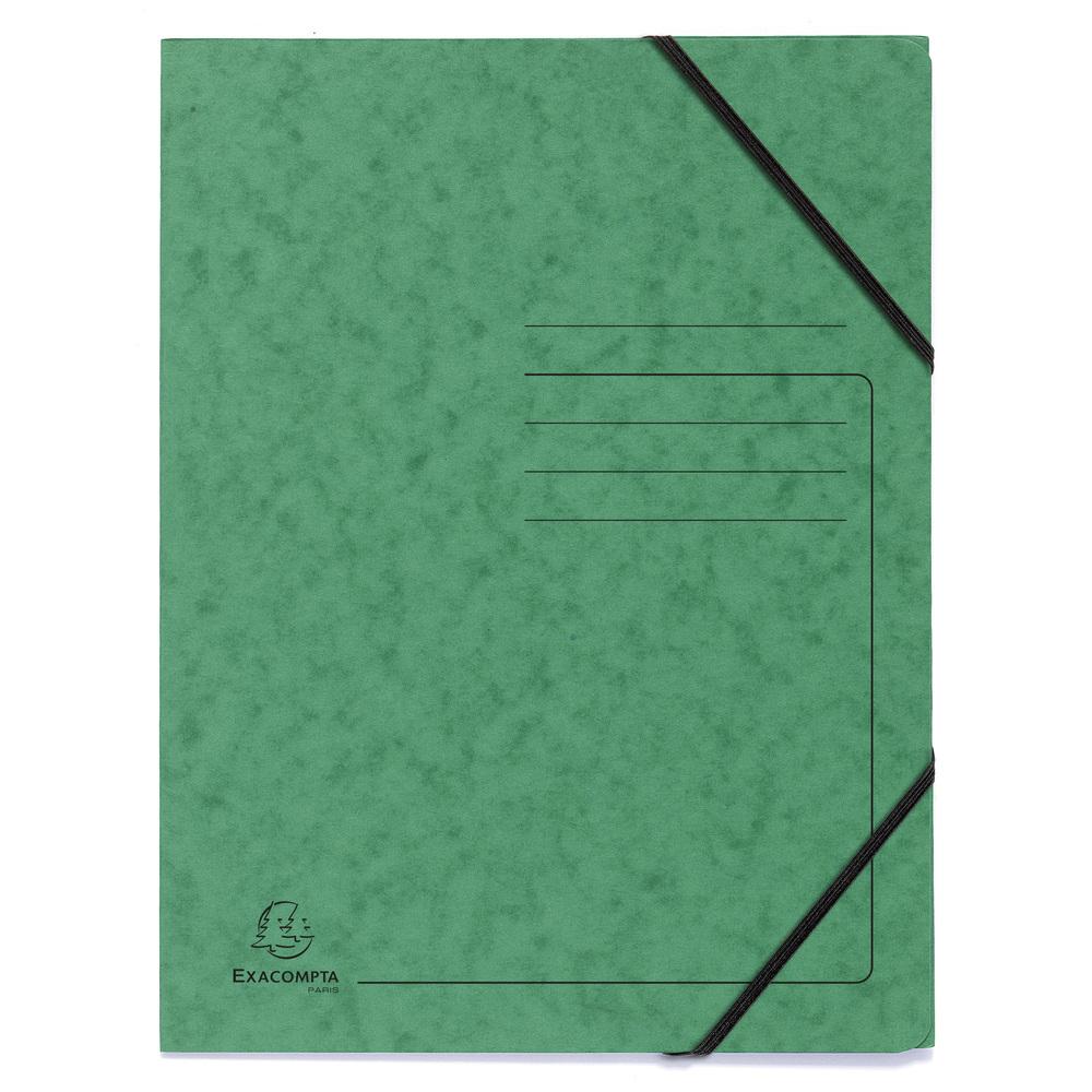 Exacompta Папка, картонена, с ластик, зелена