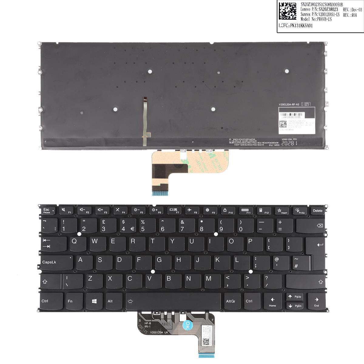 Клавиатура за лаптоп Lenovo IdeaPad Yoga 9-14ITL5 Черна Без Рамка (Малък Ентър) с Подсветка US/UK | JAR Computers Клавиатура за лаптоп Lenovo IdeaPad Yoga 9-14ITL5 Черна Без Рамка (Малък Ентър) с Подсветка US/UK