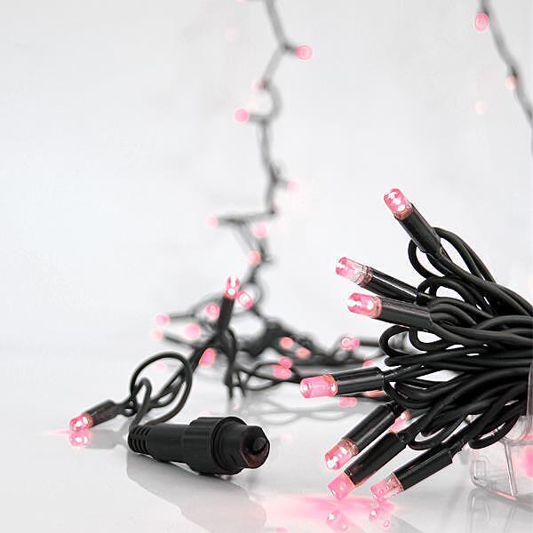 Коледни лампички 100 LED розова светлина, 230V, 5 мм, зелен кабел | JAR Computers Коледни лампички 100 LED розова светлина, 230V, 5 мм, зелен кабел