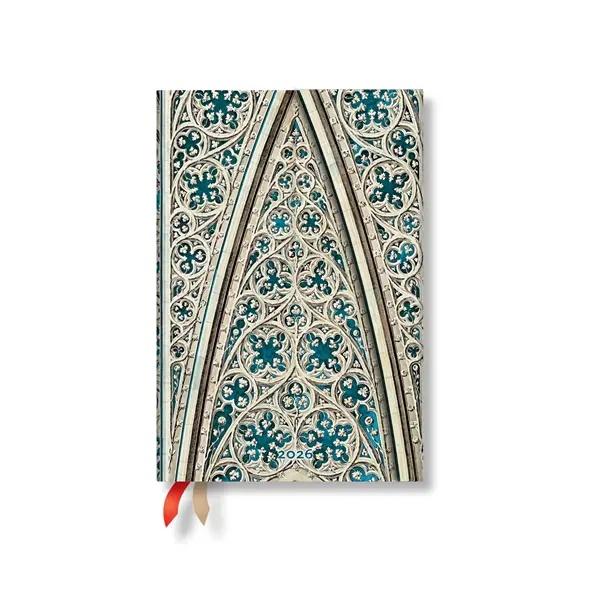 Paperblanks Планер Vault of the Milan Cathedral, Mini, хоризонтален, твърда корица, 80 листа, за 2026 година