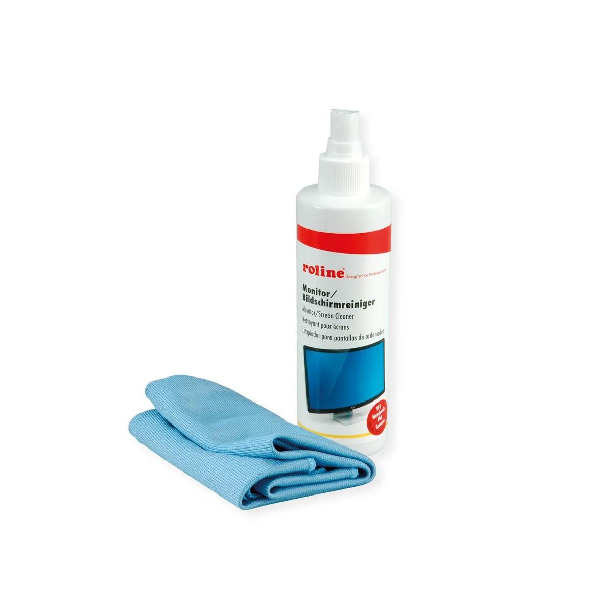 Roline 19.04.4160 :: Почистващ спрей с кърпа, монитор, 250ml