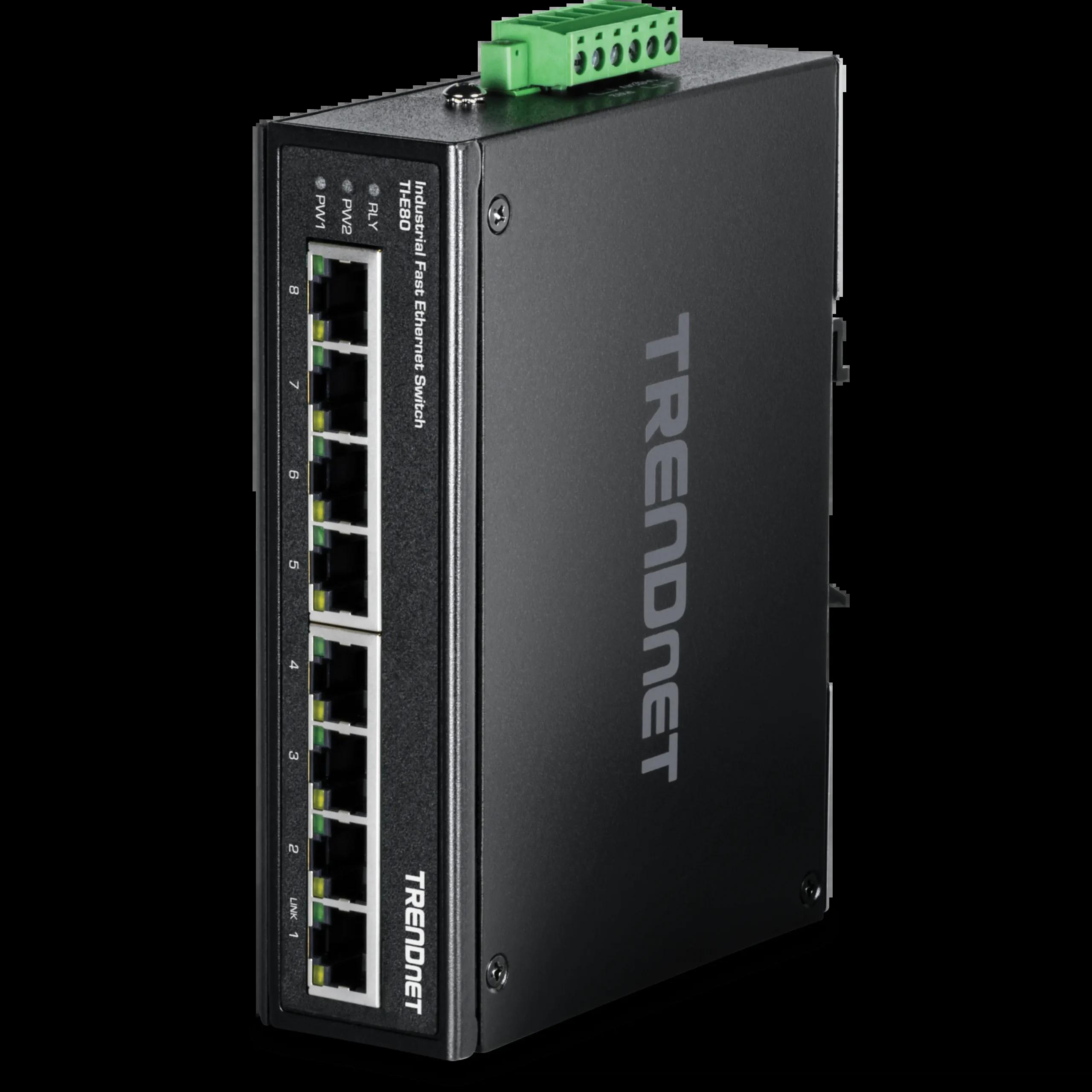 TRENDnet 8-Port Industrial Fast Ethernet DIN-Rail Switch | JAR Computers TRENDnet 8-Port Industrial Fast Ethernet DIN-Rail Switch