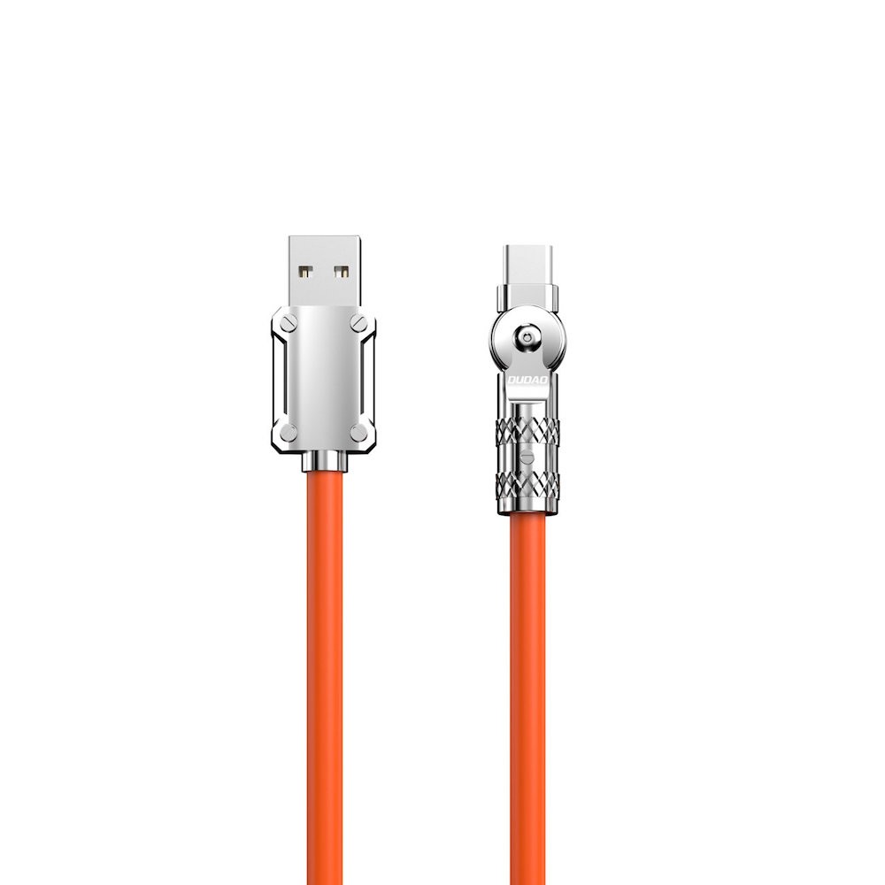 Dudao Angled USB-A to USB-C Cable 120W - здрав кабел с бързо зареждане за устройства с USB-C порт (100 см) (оранжев)