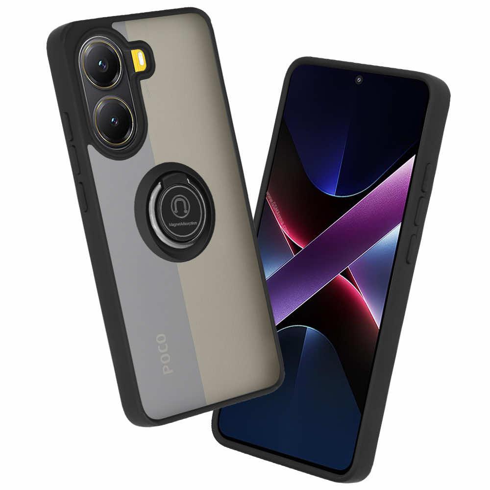 Хибриден удароустойчив кейс с пръстен против изпускане за Xiaomi Poco X7 Pro - Techsuit Glinth Hybrid Case (черен-прозрачен) | JAR Computers Хибриден удароустойчив кейс с пръстен против изпускане за Xiaomi Poco X7 Pro - Techsuit Glinth Hybrid Case (черен-прозрачен)