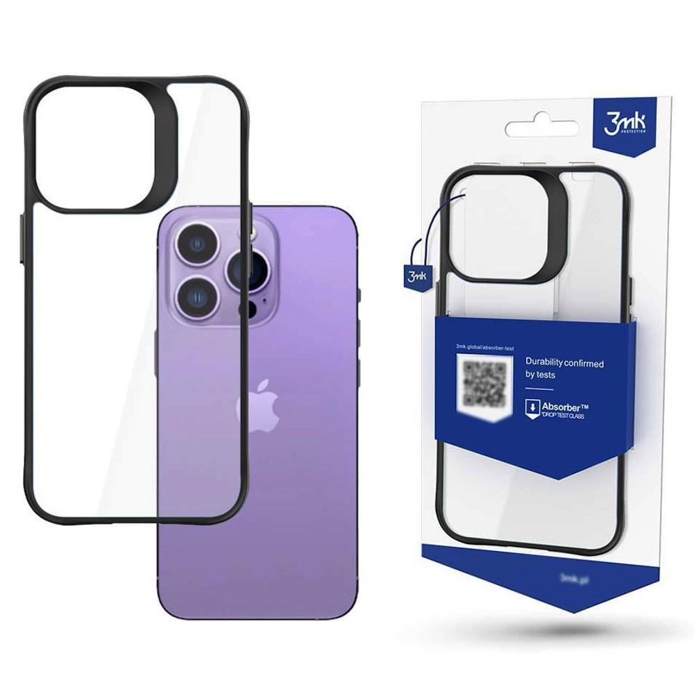Хибриден удароустойчив кейс за iPhone 14 Pro Max - 3MK Satin Armor Plus Case (черен-прозрачен) | JAR Computers Хибриден удароустойчив кейс за iPhone 14 Pro Max - 3MK Satin Armor Plus Case (черен-прозрачен)