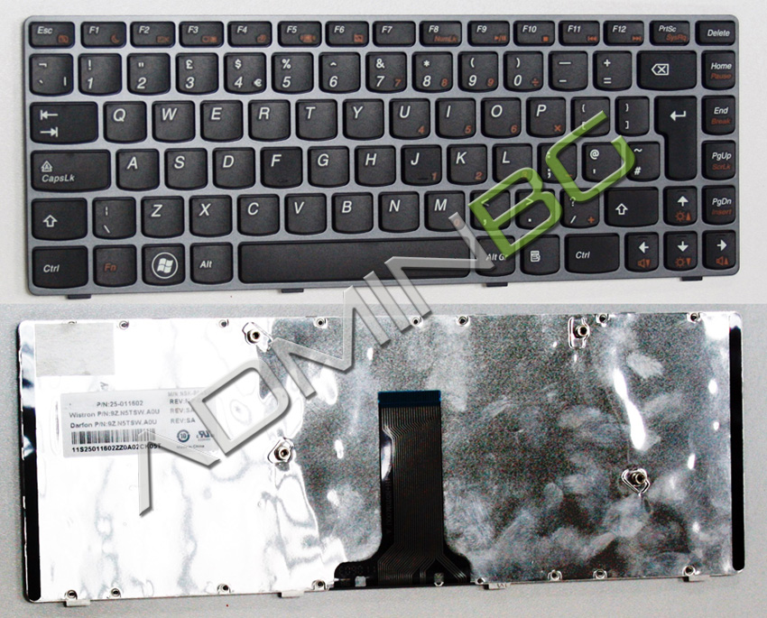 Клавиатура за лаптоп Lenovo IdeaPad V370 Gray Frame Black с Кирилица