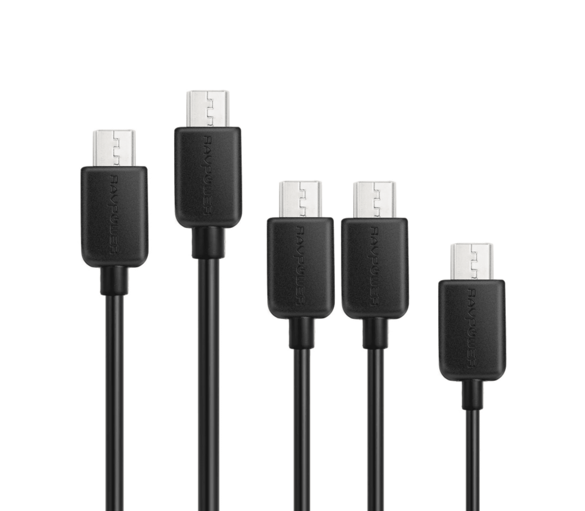 Комплект 5 microUSB кабела RavPower 30/90/180/300см | JAR Computers Комплект 5 microUSB кабела RavPower 30/90/180/300см