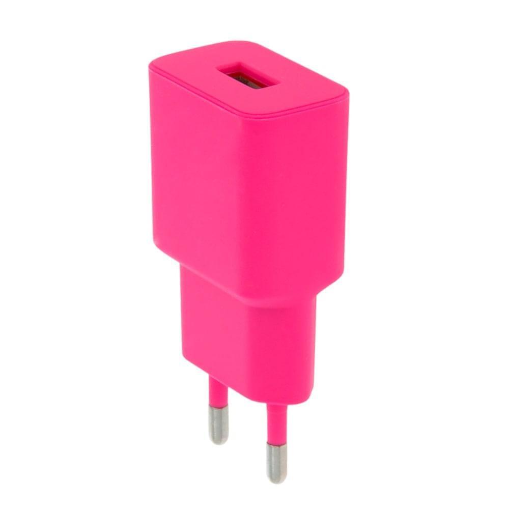 Setty зарядно 220V, USB-А порт, 2.4A, розово