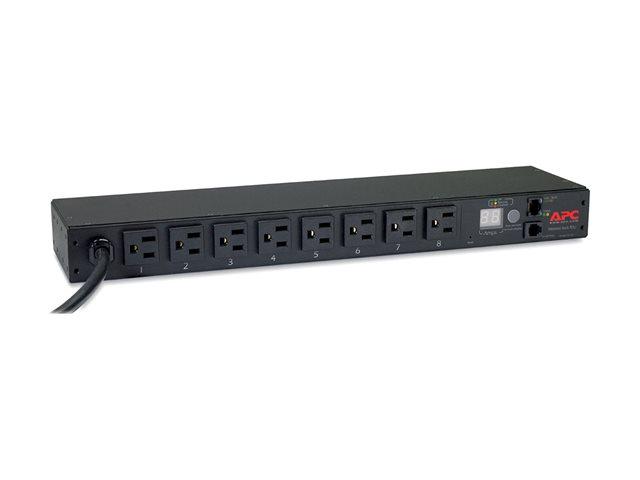 APC Metered Rack PDU AP7800B Rack AC 100/120V input NEMA 5-15 output connectors 8 NEMA 5-15 1U 3.65m cord