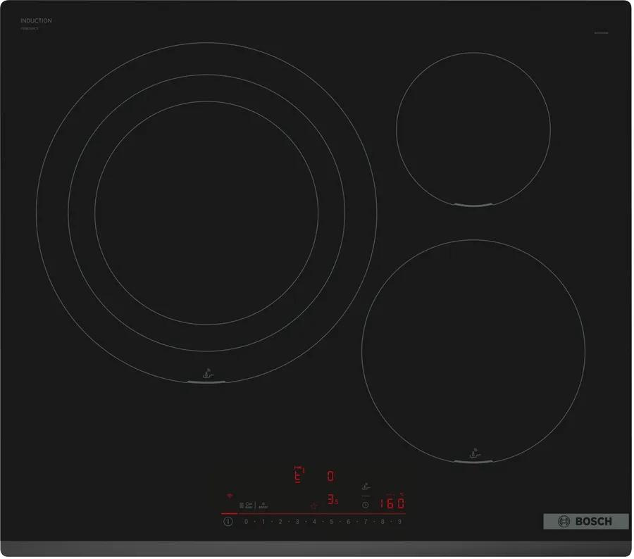Bosch PID631HC1E, SER6, Induction electric cooktop, 3 zones (1 double ext 32 cm), front-bevel, Direct Select, PerfectFry+, 7,4 kW, HC, 60cm