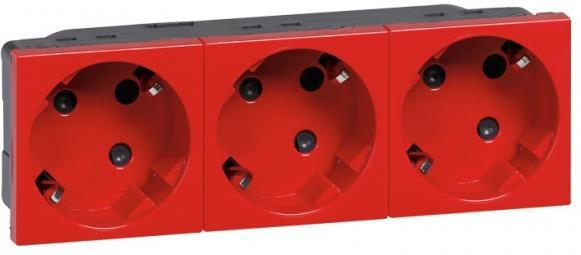 Контакт шуко ТРОЕН 45° 16A с тампер защита 6 мод. цвят червен Mosaic Legrand | JAR Computers Контакт шуко ТРОЕН 45° 16A с тампер защита 6 мод. цвят червен Mosaic Legrand