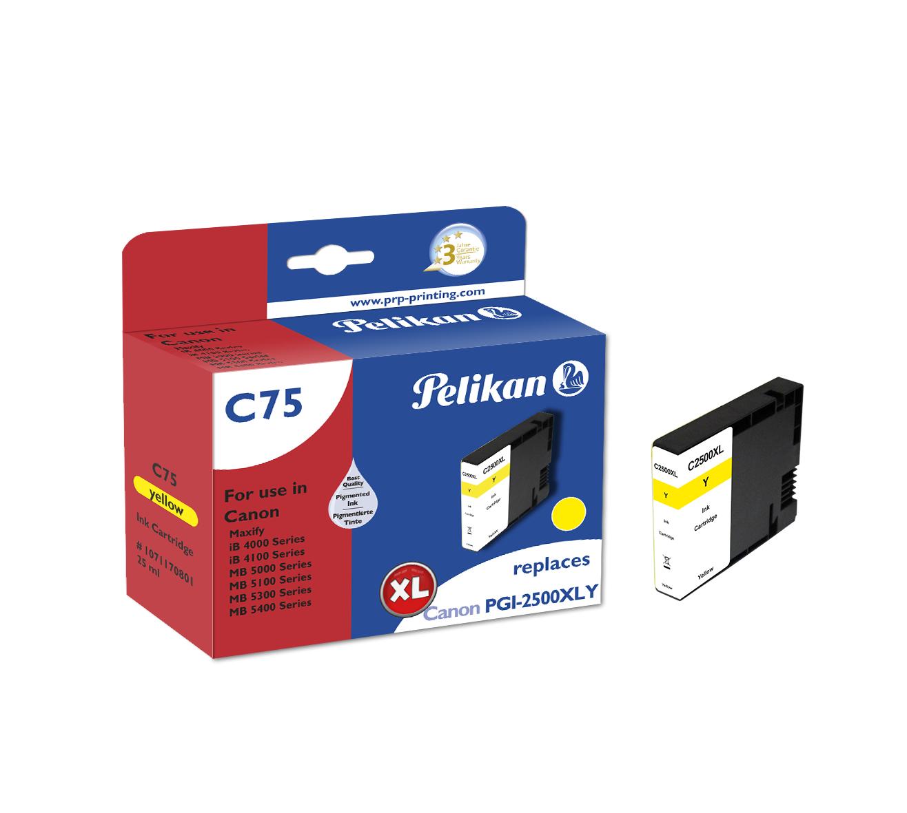 Pelikan C75 Yellow глава и патрон за мастиленоструен принтер 1 броя Оригинал Висок (XL) добив Жълт | JAR Computers Pelikan C75 Yellow глава и патрон за мастиленоструен принтер 1 броя Оригинал Висок (XL) добив Жълт