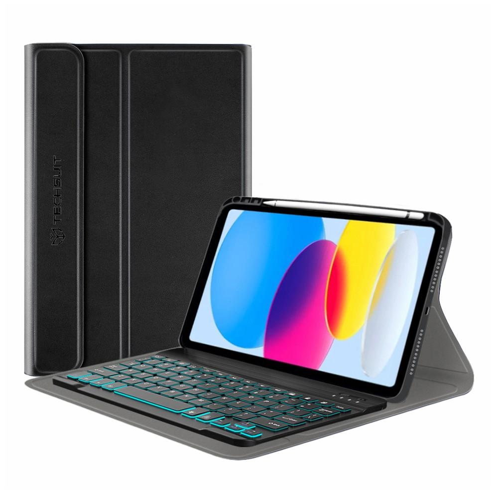 Techsuit CozyTab Case and Bluetooth Keyboard - кожен калъф и безжична блутут клавиатура за iPad 10 (2022) (черен)
