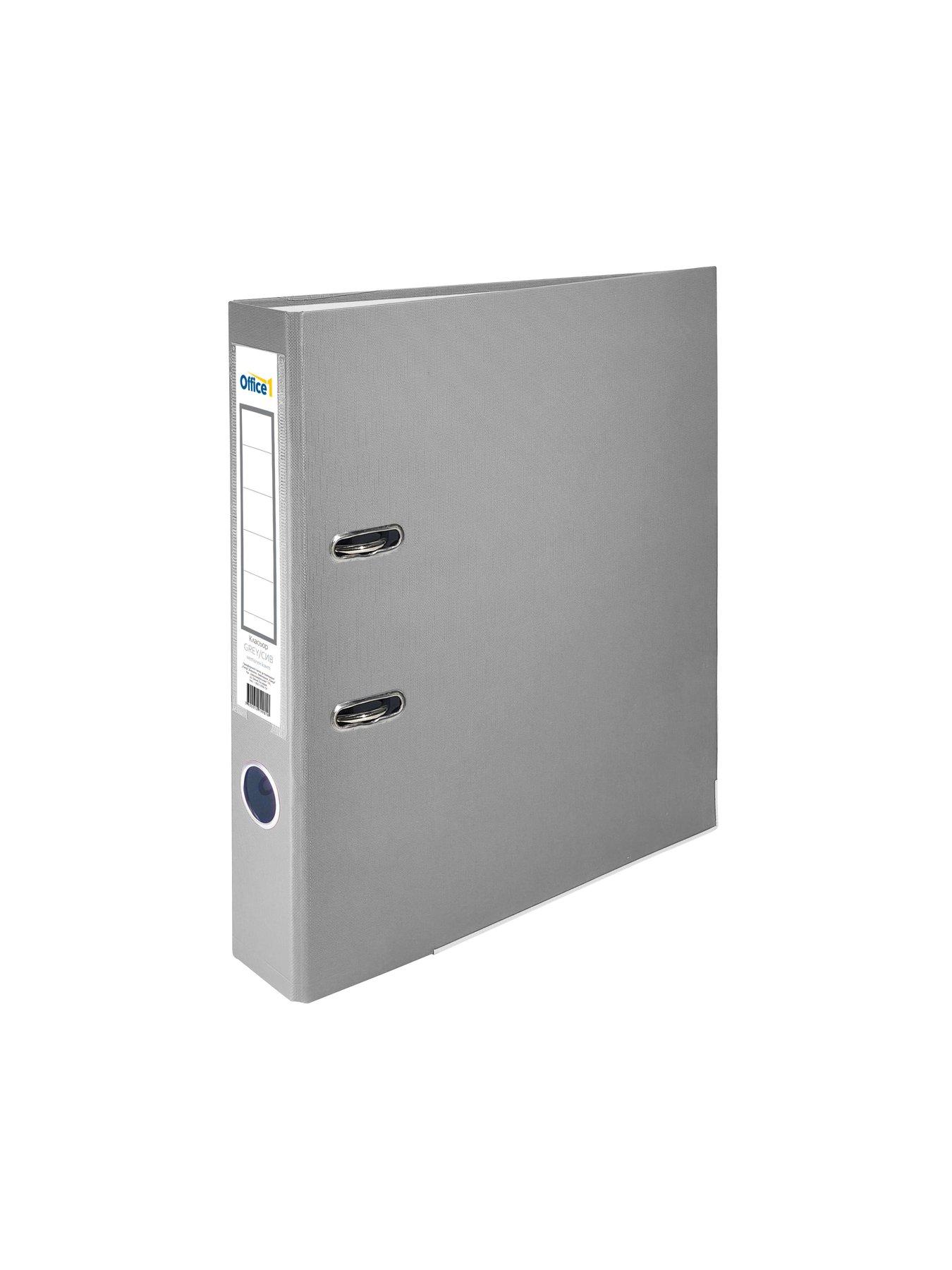 Office 1 Класьор, 5 cm, PP, с метален кант, несглобен, сив, 50 броя
