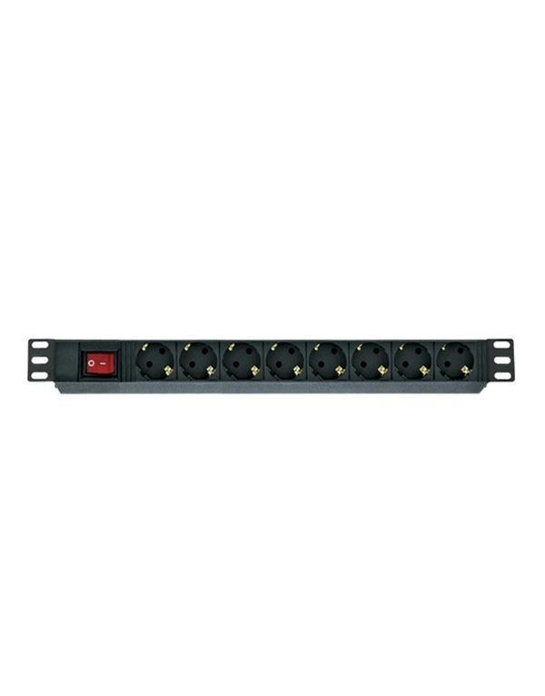 Tescom PDU 8xDIN49440 Socket Schuko Power Stripe, 19” 1U, aluminium housing,16A lighted on/off switched, 4000 W (ACR.0173) (TSACR0173)