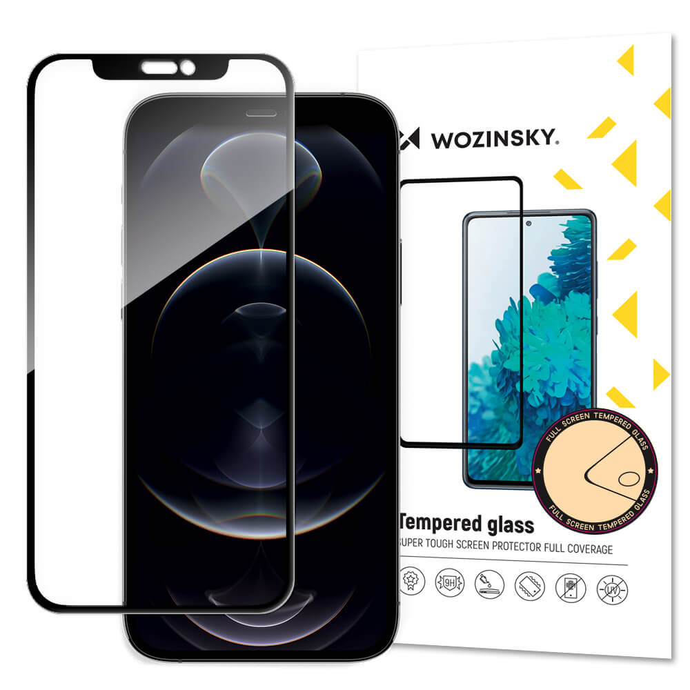 Wozinsky Full Glue 3D Tempered Glass - калено стъклено защитно покритие за дисплея на iPhone 13 Pro Max (черен-прозрачен)