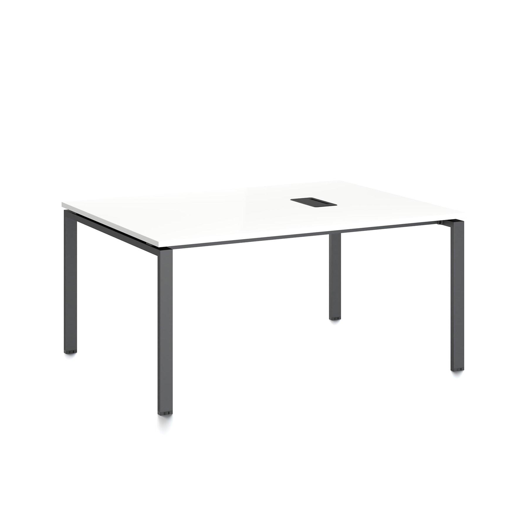 Заседателна маса RFG Monaco, 1600 x 1200 x 750 mm, ПДЧ 25 mm, с отвор за кабели, бял плот, черни метални крака
