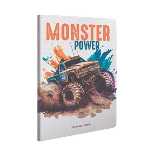 Gipta Тетрадка Monster, A4, бяла хартия, широки редове, картонена корица, 60 листа