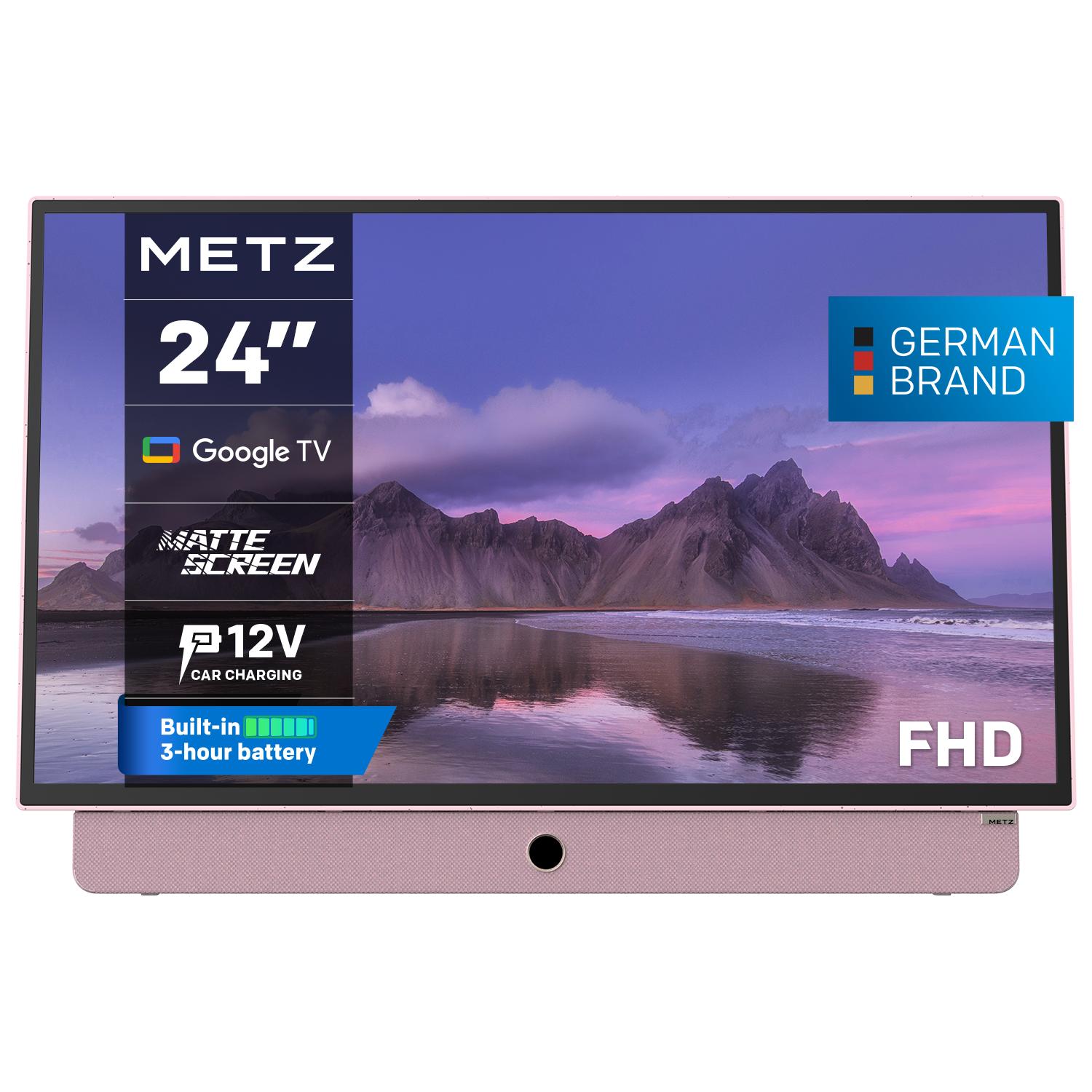 METZ Портативен телевизор 24MPE7300Z 24" LED FHD(1920x1080) GoogleTV, HDR10, розов | JAR Computers METZ Портативен телевизор 24MPE7300Z 24" LED FHD(1920x1080) GoogleTV, HDR10, розов