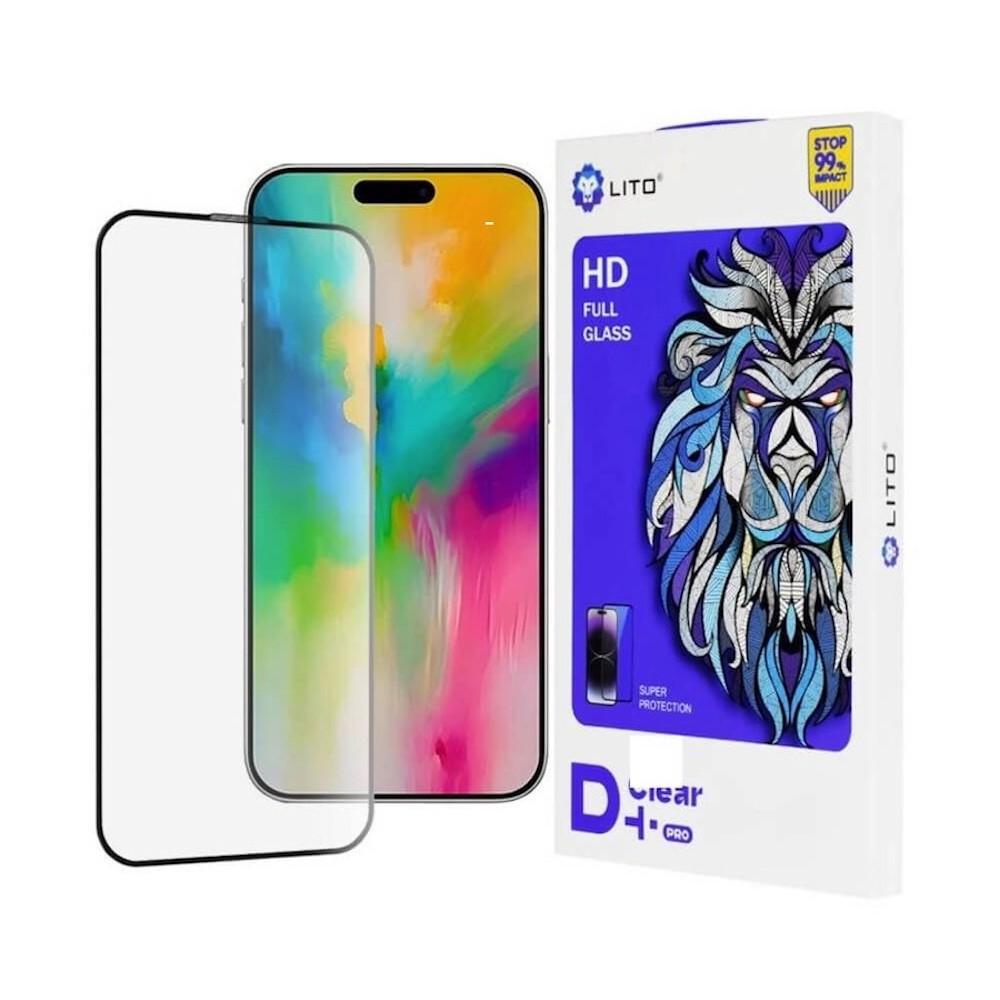 Обхващащо и ръбовете стъклено защитно покритие за дисплея на iPhone 16 Plus (черен-прозрачен) - Lito D Plus Pro Clear Tempered Glass | JAR Computers Обхващащо и ръбовете стъклено защитно покритие за дисплея на iPhone 16 Plus (черен-прозрачен) - Lito D Plus Pro Clear Tempered Glass
