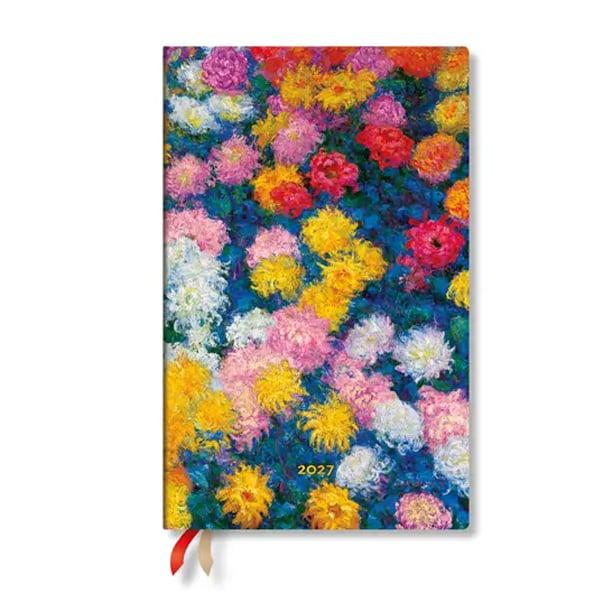 Paperblanks Планер Monet's Chrysanthemums, Maxi, хоризонтален, твърда корица, 88 листа, за 2027 година