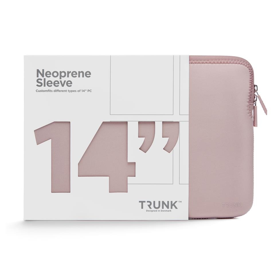 Trunk Laptop Sleeve - удароустойчив неопренов калъф за MacBook Pro 14 M1 (2021), MacBook Pro 14 M2 (2023) (светлорозов)