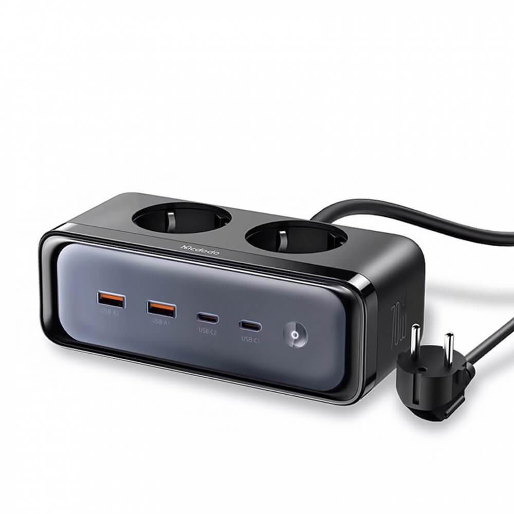 Захранване за ел. мрежа за лаптопи, смартфони и таблети с 2хAC, 2хUSB-A и 2xUSB-C изходи за зареждане на мобилни устройства - McDodo 6in1 GaN Power Strip 70W (черен) | JAR Computers Захранване за ел. мрежа за лаптопи, смартфони и таблети с 2хAC, 2хUSB-A и 2xUSB-C изходи за зареждане на мобилни устройства - McDodo 6in1 GaN Power Strip 70W (черен)