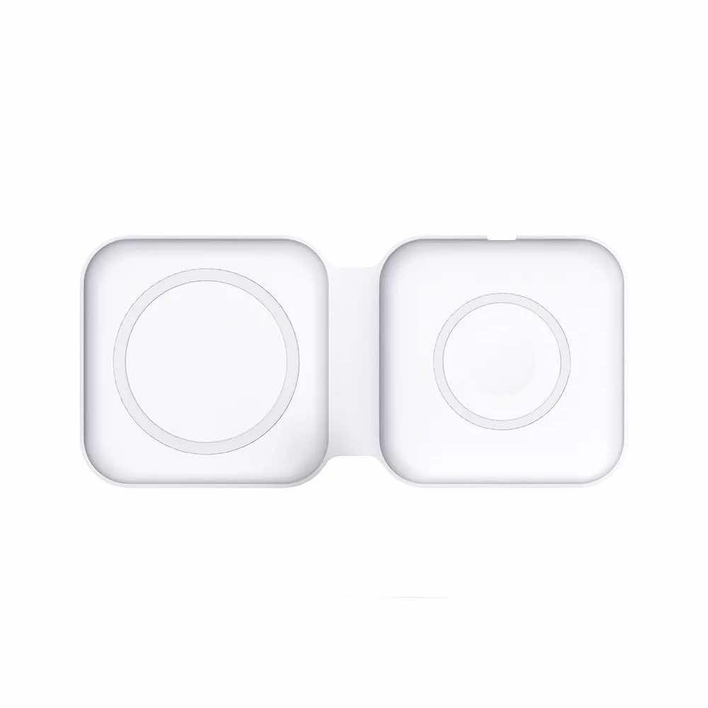 Двойна поставка (пад) за безжично зареждане на iPhone с Magsafe, Apple Watch и Qi съвместими устройства - JC 2-in-1 MagSafe Wireless Charger (бял) | JAR Computers Двойна поставка (пад) за безжично зареждане на iPhone с Magsafe, Apple Watch и Qi съвместими устройства - JC 2-in-1 MagSafe Wireless Charger (бял)