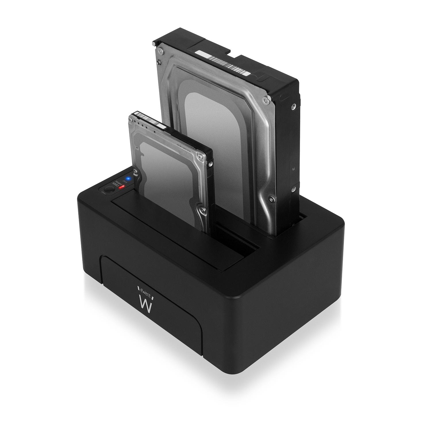 Ewent EW7014 двойна докинг станция за 2.5" и 3.5" SATA твърди дискове и SSD устройства с USB 3.2 Gen1 | JAR Computers Ewent EW7014 двойна докинг станция за 2.5" и 3.5" SATA твърди дискове и SSD устройства с USB 3.2 Gen1