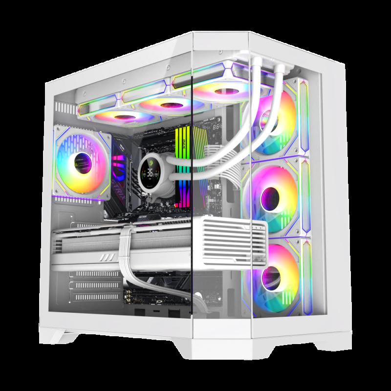 GameMax Computer Case Hype-A White, ATX PC case with unique airflow path, 3 x pre-installed | JAR Computers GameMax Computer Case Hype-A White, ATX PC case with unique airflow path, 3 x pre-installed