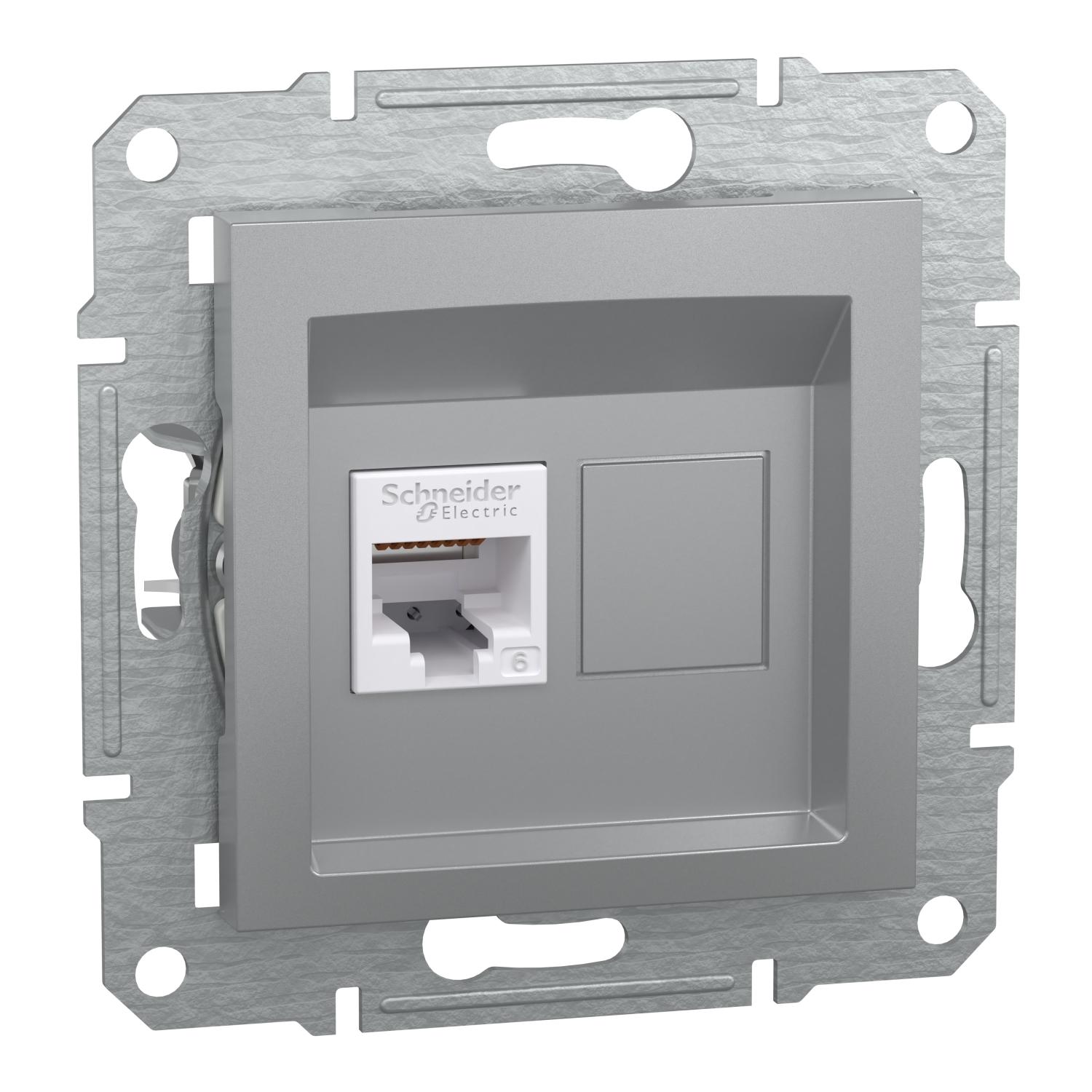 Розетка RJ45 UTP Cat.6 Алуминий без рамка - Schneider Electric Asfora EPH4700161 | JAR Computers Розетка RJ45 UTP Cat.6 Алуминий без рамка - Schneider Electric Asfora EPH4700161