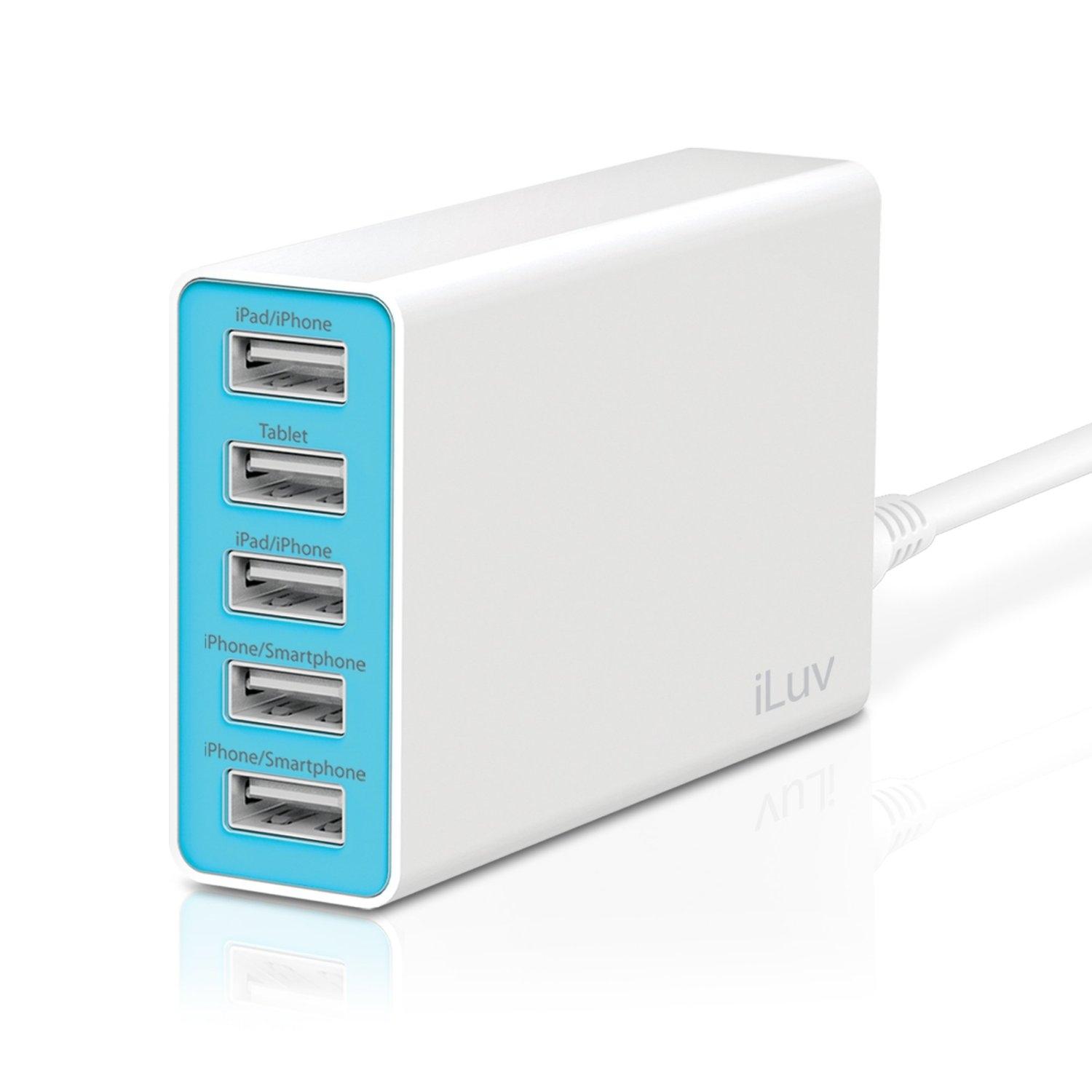 Захранване с 5 USB изхода за мобилни телефони и таблети - iLuv RockWall5 Portable 5 USB Port Charger | JAR Computers Захранване с 5 USB изхода за мобилни телефони и таблети - iLuv RockWall5 Portable 5 USB Port Charger