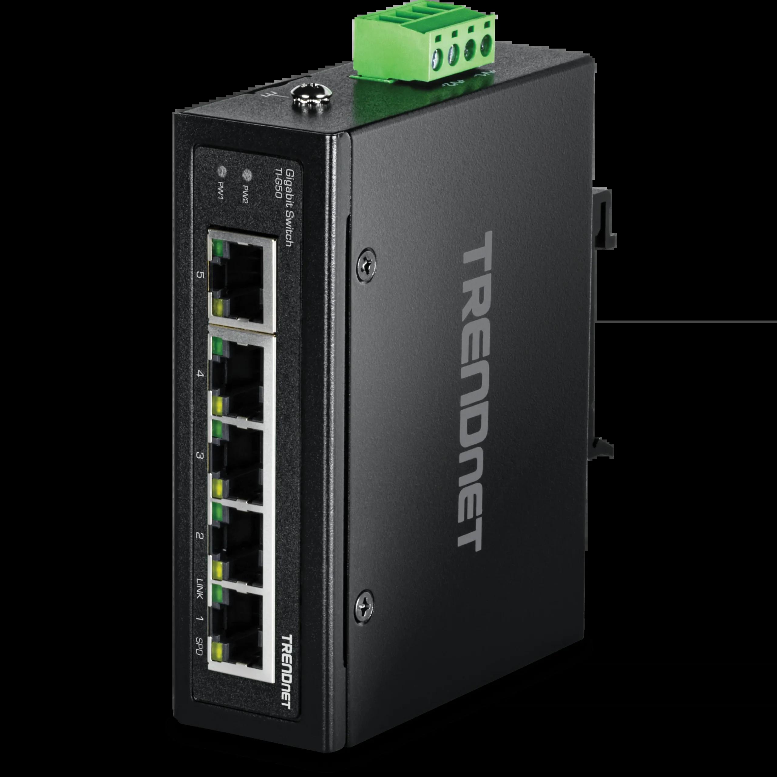 TRENDnet 5-Port Industrial Gigabit Ethernet DIN-Rail Switch | JAR Computers TRENDnet 5-Port Industrial Gigabit Ethernet DIN-Rail Switch