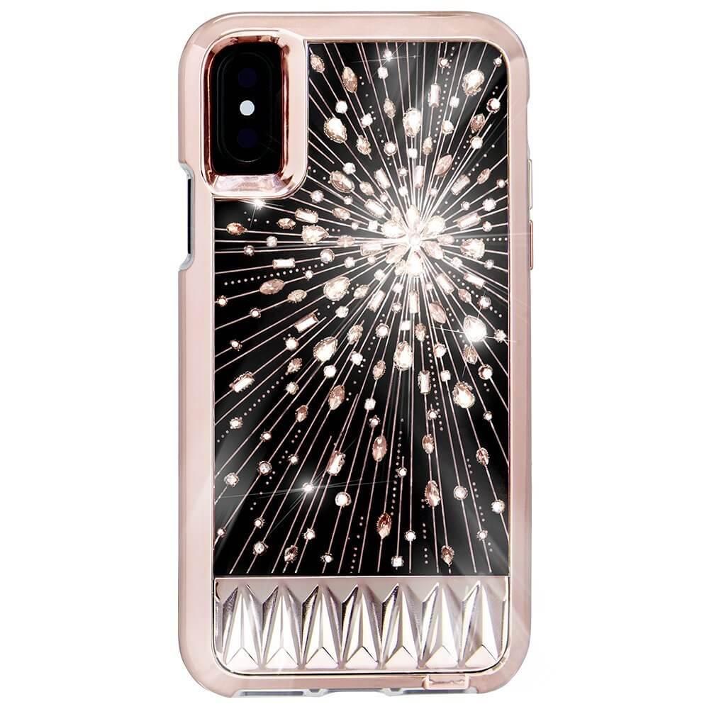 Дизайнерски кейс с истински кристали и с висока защита за iPhone XS, iPhone X - CaseMate Luminescent Case (розово злато) | JAR Computers Дизайнерски кейс с истински кристали и с висока защита за iPhone XS, iPhone X - CaseMate Luminescent Case (розово злато)