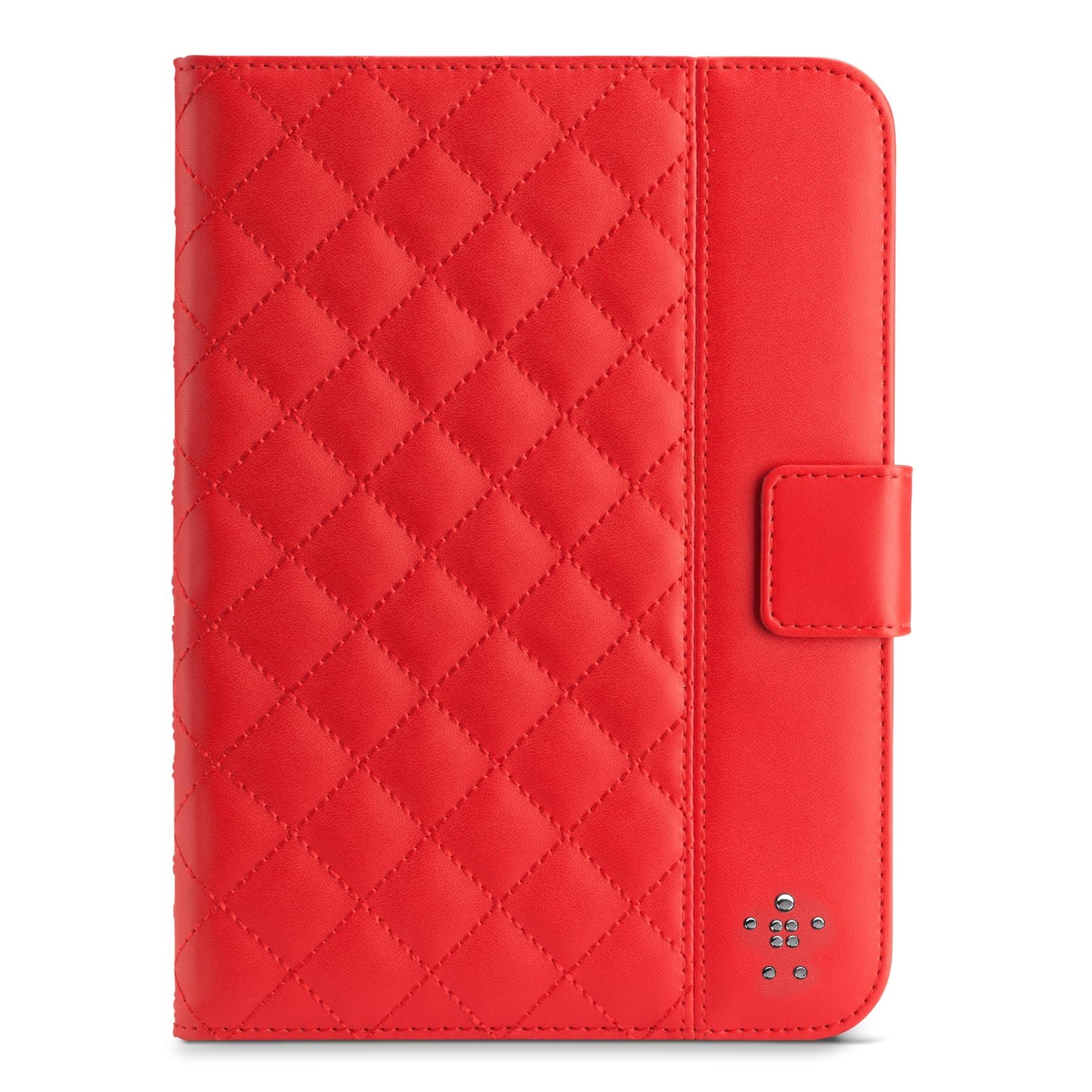 Кожен/полиутеранов калъф с поставка за iPad Mini, iPad mini 2, iPad mini 3 - Belkin Quilted с Auto Wake (червен) | JAR Computers Кожен/полиутеранов калъф с поставка за iPad Mini, iPad mini 2, iPad mini 3 - Belkin Quilted с Auto Wake (червен)