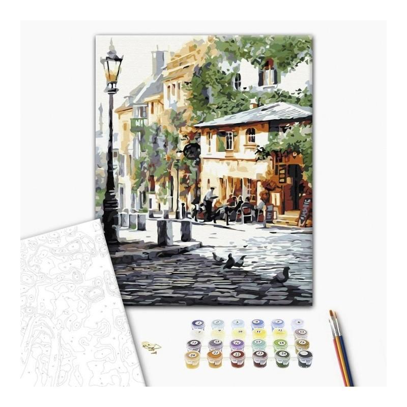 Рисуване по номера BrushMe, с подрамка, SUMMER CAFE/Площад, 40x50 см | JAR Computers Рисуване по номера BrushMe, с подрамка, SUMMER CAFE/Площад, 40x50 см