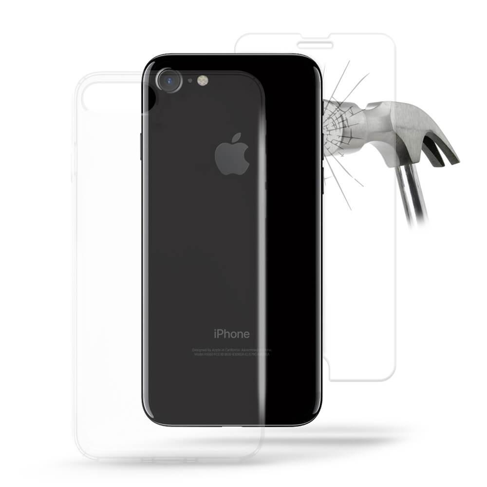 Тънък силиконов кейс и стъклено защитно покритие за дисплея на iPhone 8, iPhone 7 - Puro Nude Kit (прозрачен) | JAR Computers Тънък силиконов кейс и стъклено защитно покритие за дисплея на iPhone 8, iPhone 7 - Puro Nude Kit (прозрачен)