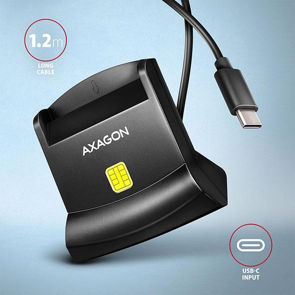 Cardreader USB2-C, Smart ID,Stand,AXAGON CRE-SM4NC