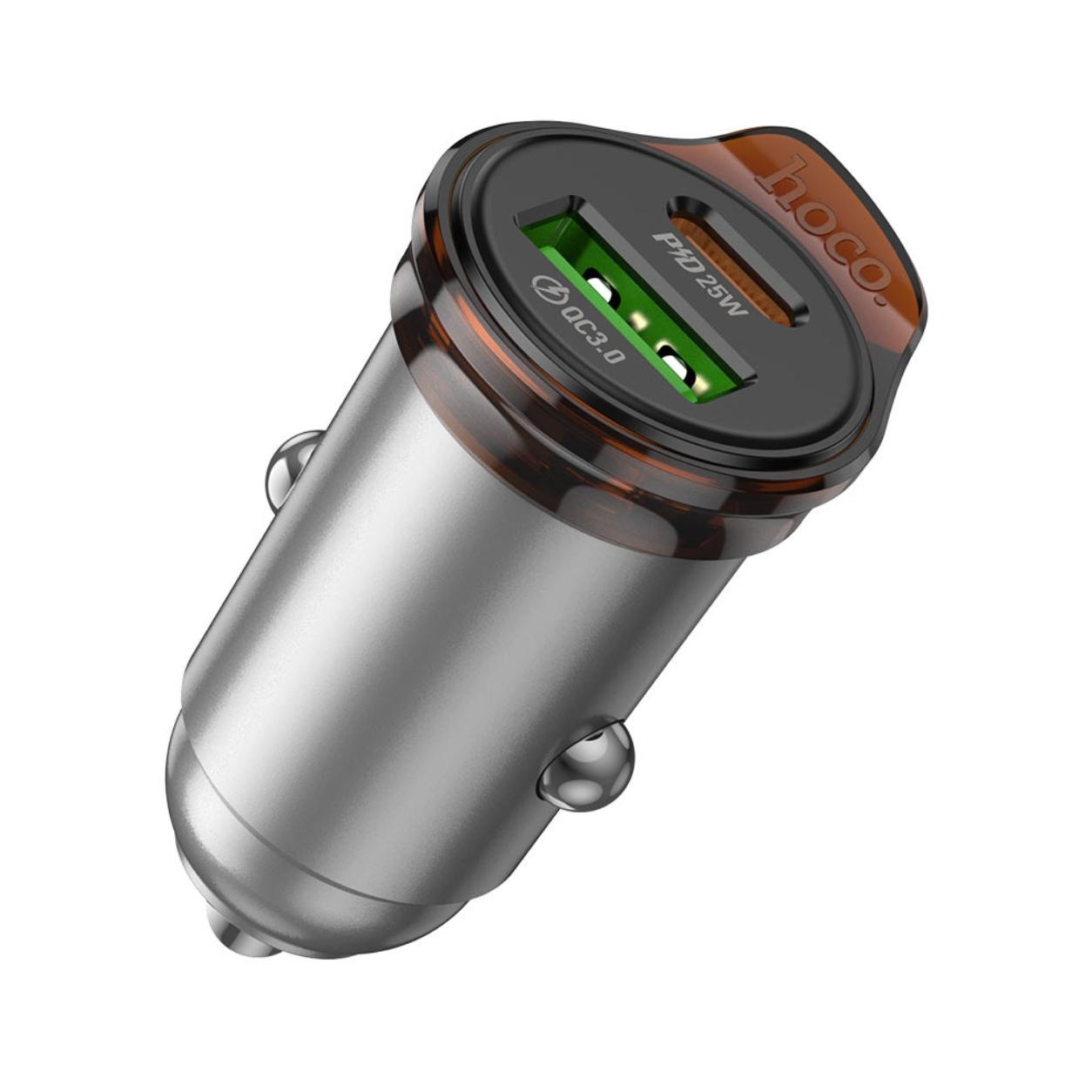 HOCO 12V 43W, USB-A + USB-C, Rigorous /сив/ - NZ16A | JAR Computers HOCO 12V 43W, USB-A + USB-C, Rigorous /сив/ - NZ16A