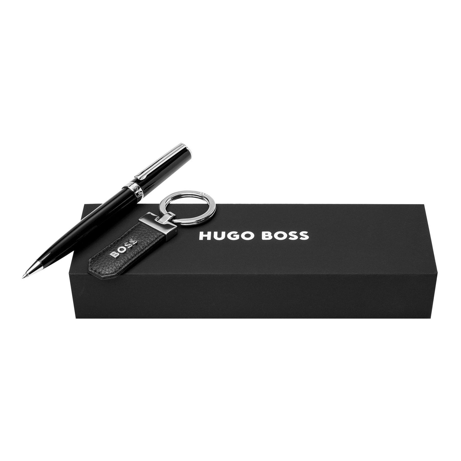Hugo Boss Комплект ключодържател и химикалка Classic Grained, черни | JAR Computers Hugo Boss Комплект ключодържател и химикалка Classic Grained, черни