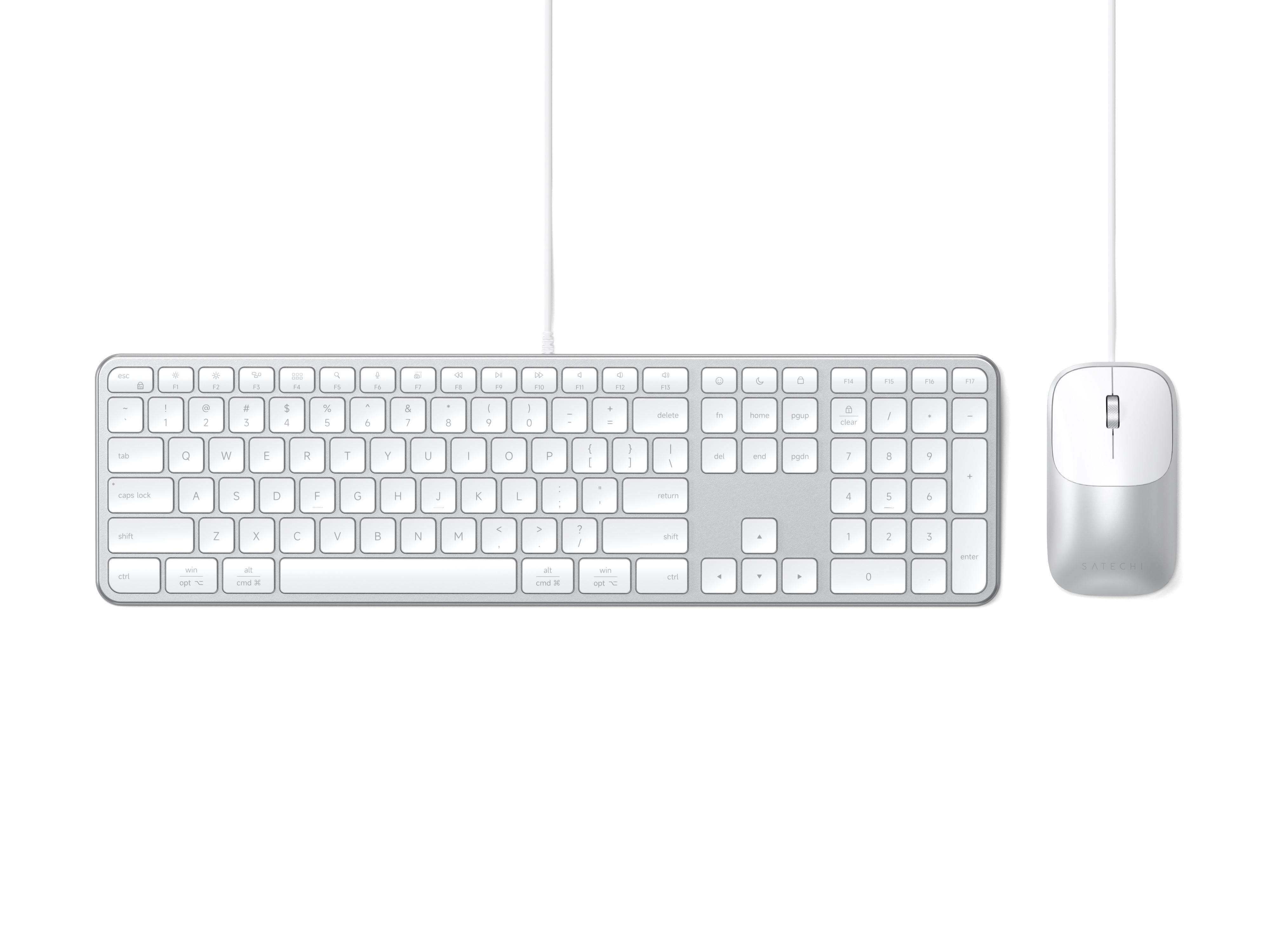 Satechi Slim CLX3 Wired Combo (Keyboard and Mouse) - US English - Silver | JAR Computers Satechi Slim CLX3 Wired Combo (Keyboard and Mouse) - US English - Silver