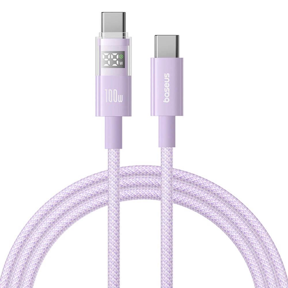 Здрав кабел с въжена оплетка за бързо зареждане за устройства с USB-C порт - Baseus Digital Display 2 USB-C to USB-C Cable 100W (P10382702511-01) (200 см) (лилав) | JAR Computers Здрав кабел с въжена оплетка за бързо зареждане за устройства с USB-C порт - Baseus Digital Display 2 USB-C to USB-C Cable 100W (P10382702511-01) (200 см) (лилав)