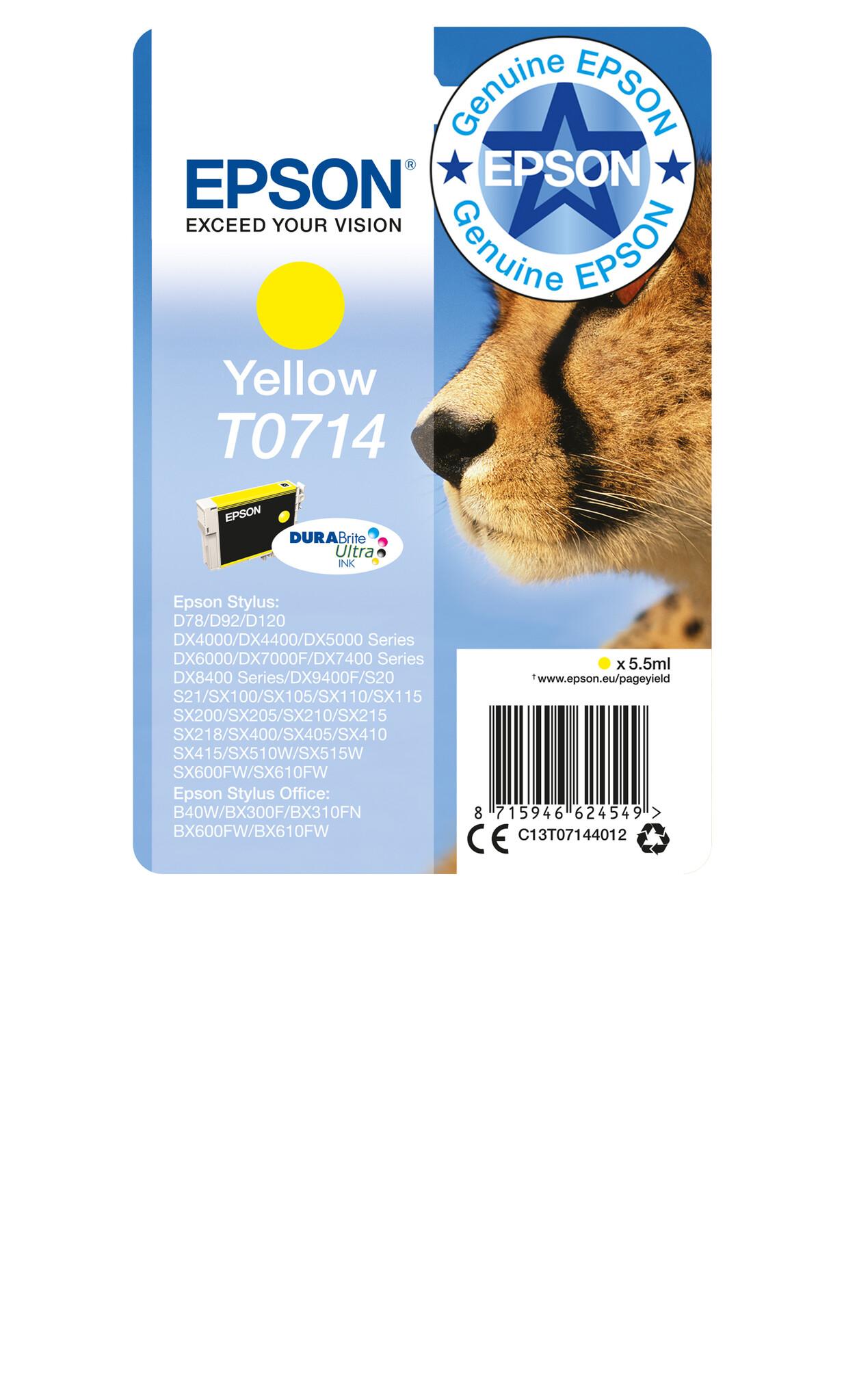 Epson Singlepack Yellow T0714 DURABrite Ultra Ink | JAR Computers Epson Singlepack Yellow T0714 DURABrite Ultra Ink