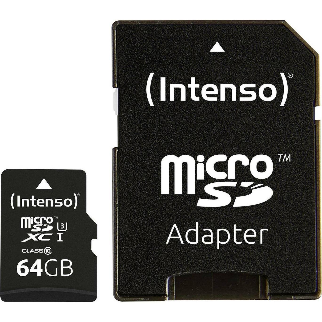 INTENSO microSDXC Card 64GB Class 10 UHS-I Professional with Adapter (3433490) (INTE3433490) | JAR Computers INTENSO microSDXC Card 64GB Class 10 UHS-I Professional with Adapter (3433490) (INTE3433490)