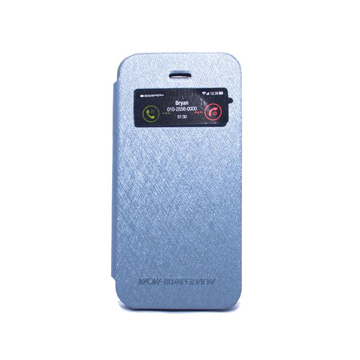 Кожен калъф, тип портфейл за iPhone 5S, iPhone 5, iPhone SE - Mercury Goospery Wow Bumper View Case (син) | JAR Computers Кожен калъф, тип портфейл за iPhone 5S, iPhone 5, iPhone SE - Mercury Goospery Wow Bumper View Case (син)