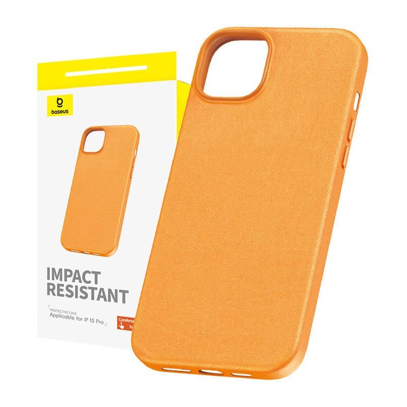 Кожен кейс за iPhone 15 Pro - Baseus Fauxther Leather Case (оранжев) | JAR Computers Кожен кейс за iPhone 15 Pro - Baseus Fauxther Leather Case (оранжев)